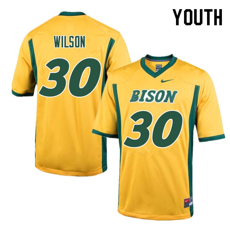 Youth #30 Seth Wilson North Dakota State Bison College Football Jerseys Sale-Yellow - Click Image to Close